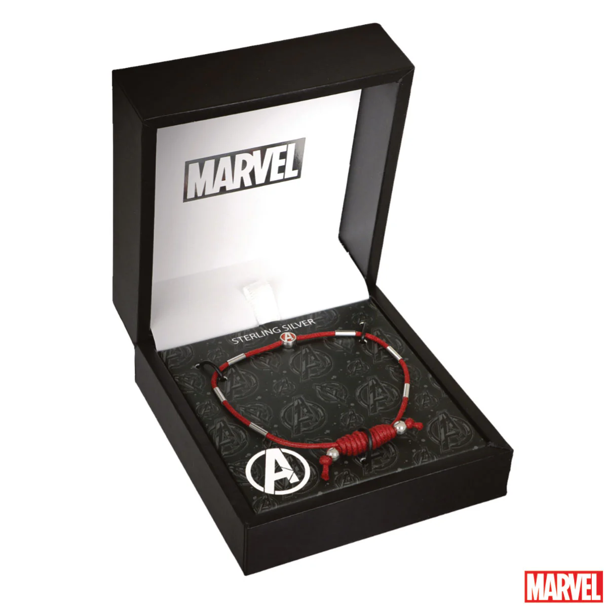 Bransoletka srebrna na czerwonym sznurku - Avengers - Marvel