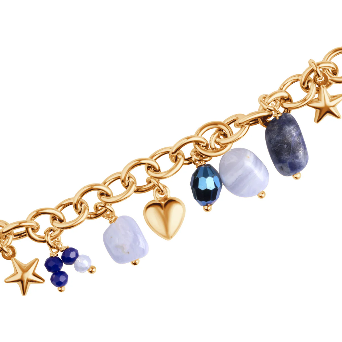 Bransoletka srebrna pozłacana z chalcedonem i lapis lazuli - Image 3