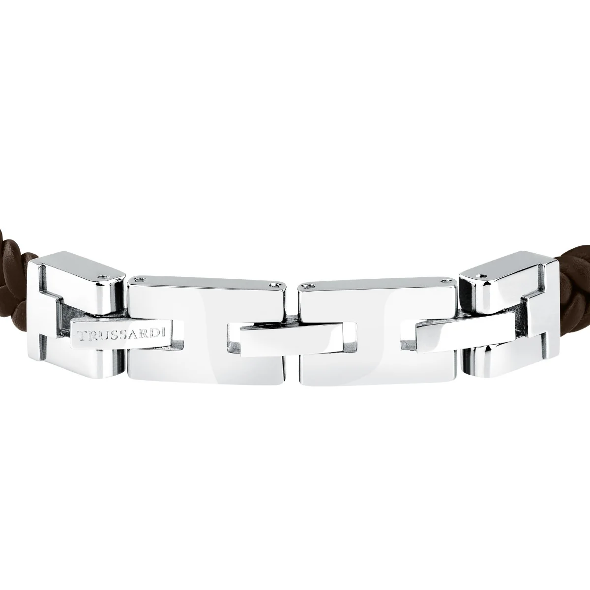 Bransoletka stalowa z brązową skórą - Trussardi T-Leather - Image 2