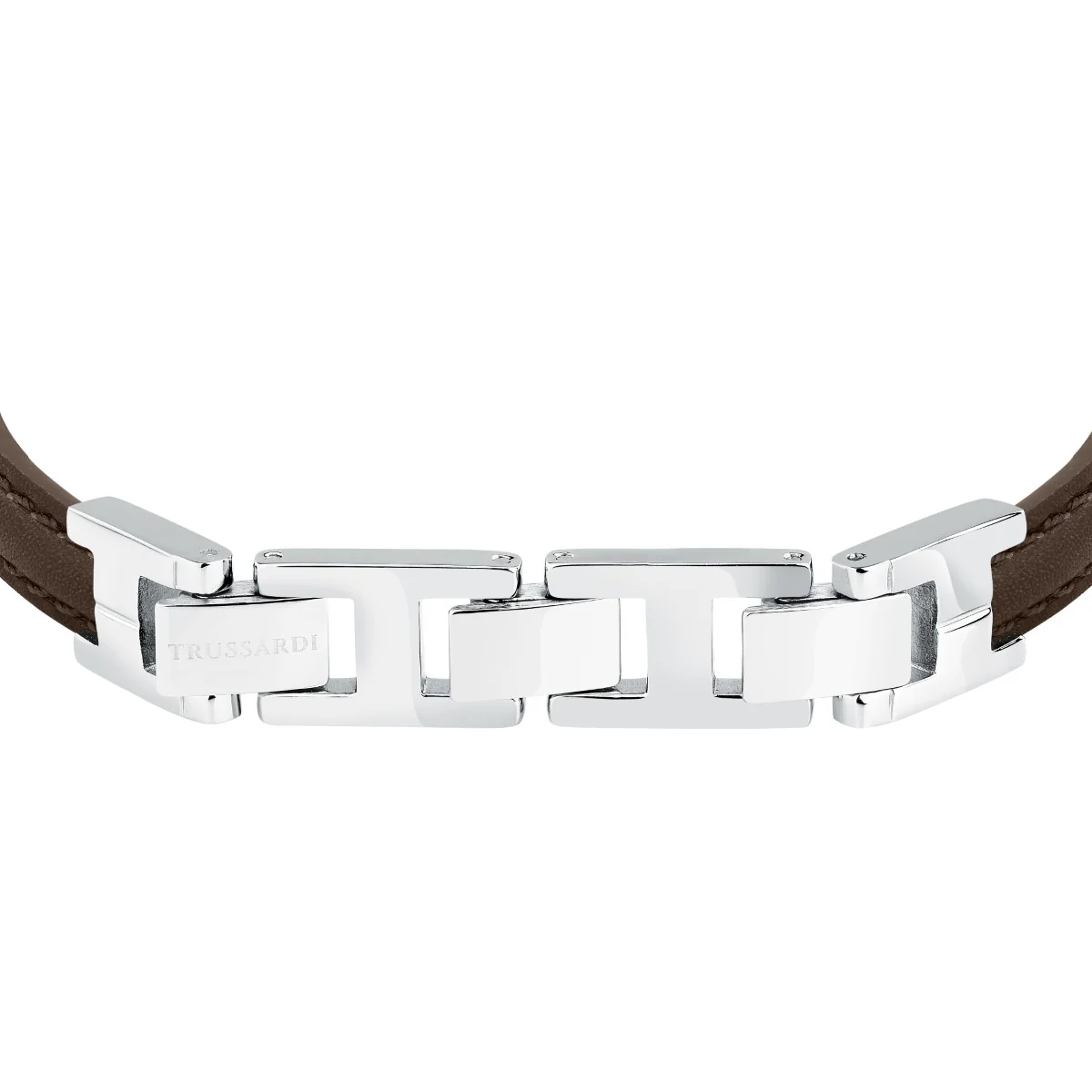 Bransoletka stalowa z brązową skórą - Trussardi T-Leather - Image 3