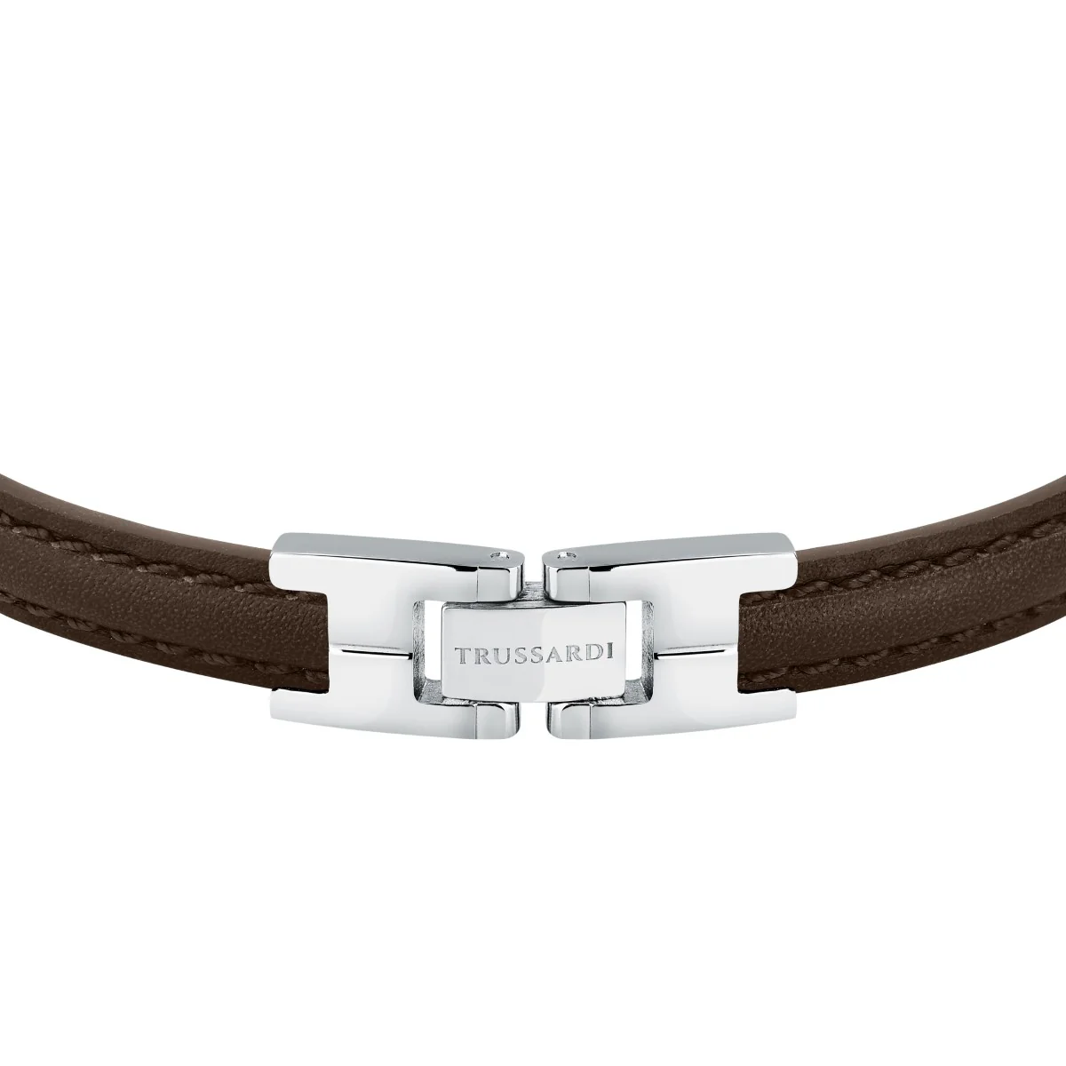 Bransoletka stalowa z brązową skórą - Trussardi T-Leather - Image 5