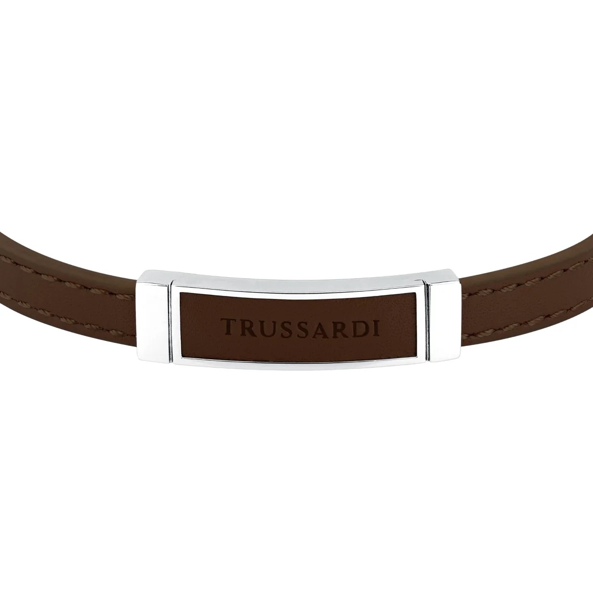 Bransoletka stalowa z brązową skórą - Trussardi T - Leather - Image 5
