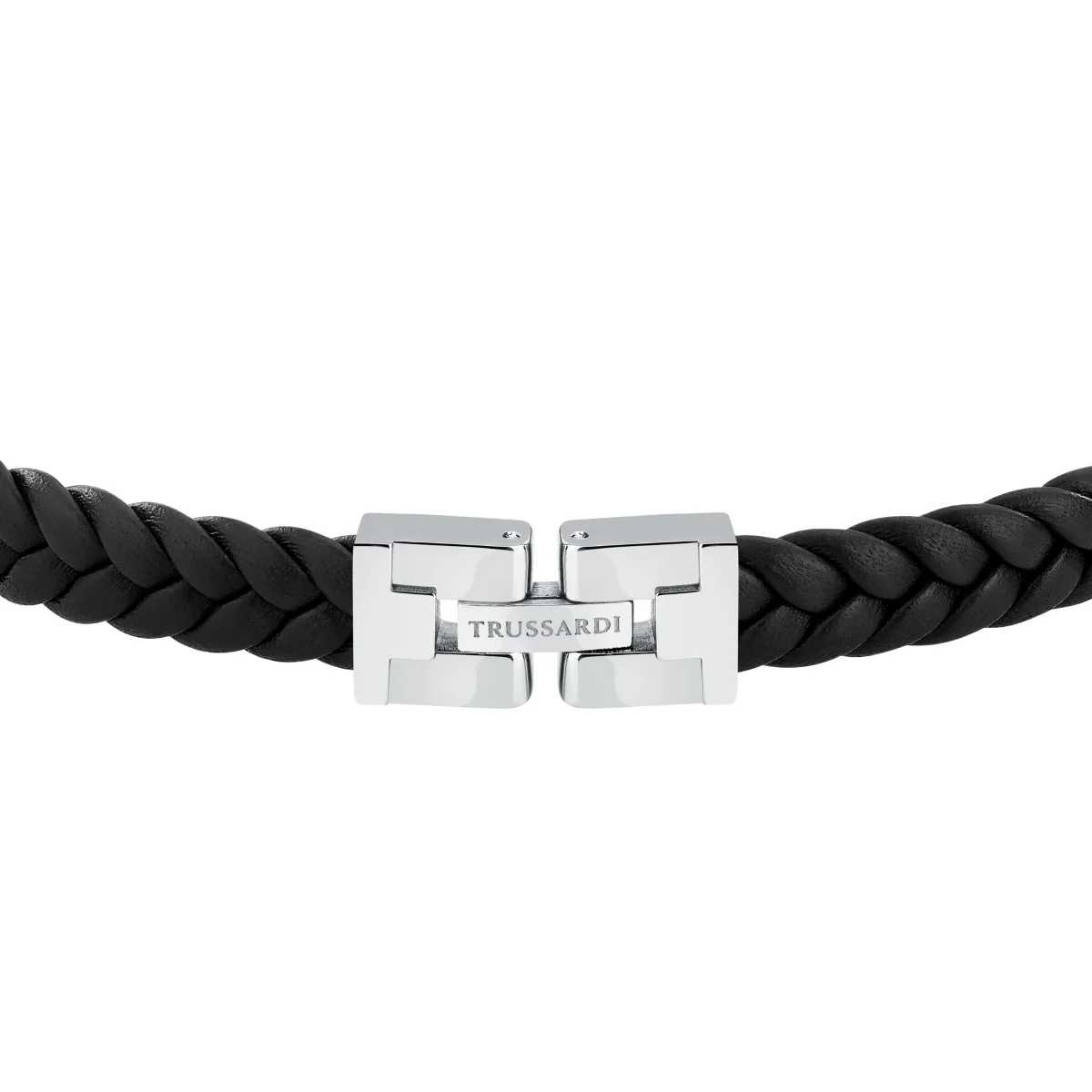 Bransoletka stalowa z czarną skórą - Trussardi T - Leather - Image 3