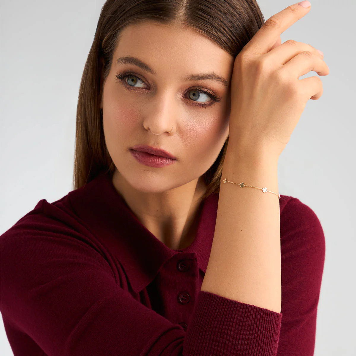 Bransoletka złota - koniczyny - Image 2