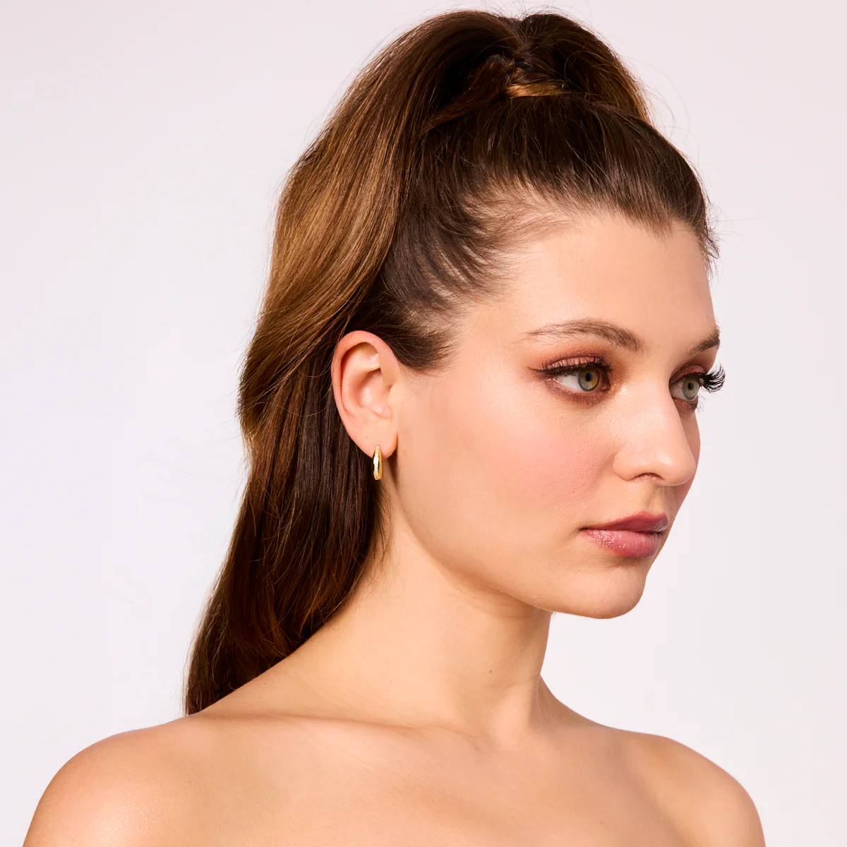 Kolczyki srebrne pozłacane z cyrkoniami - koła - Image 2