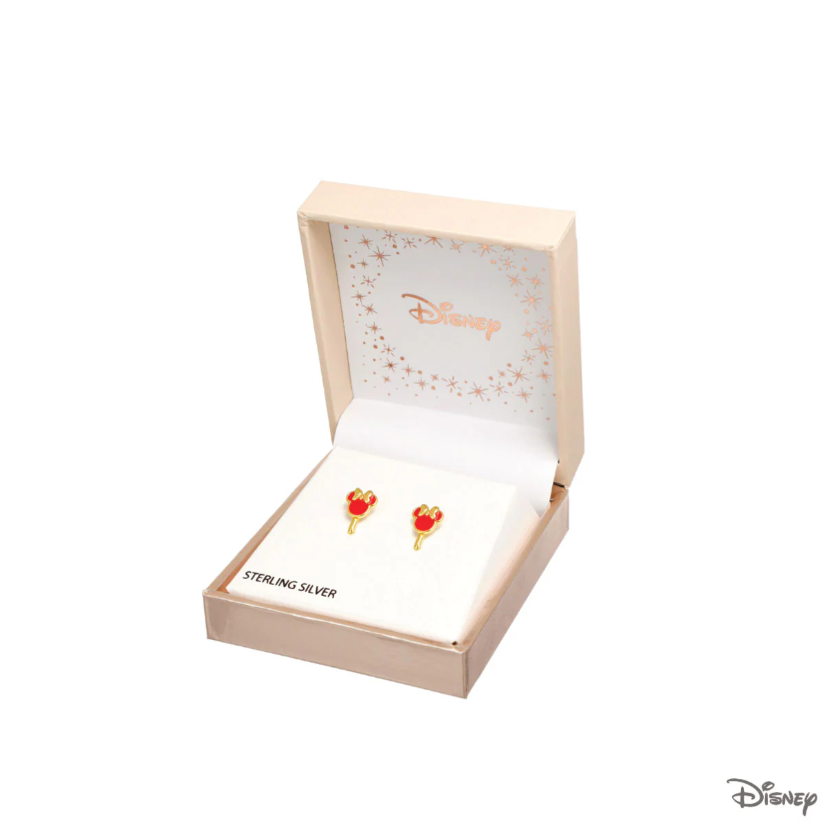 Kolczyki srebrne pozłacane z czerwoną emalią - Myszka Minnie - Disney - Image 3