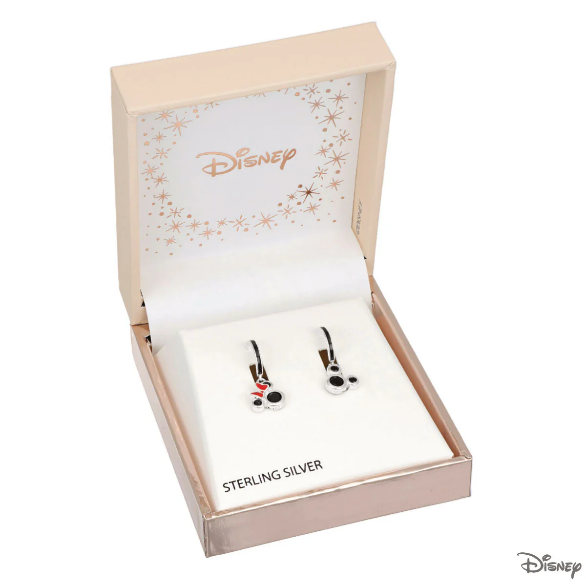Kolczyki srebrne wiszące z czarną emalią - Myszka Minnie - Disney - Image 2