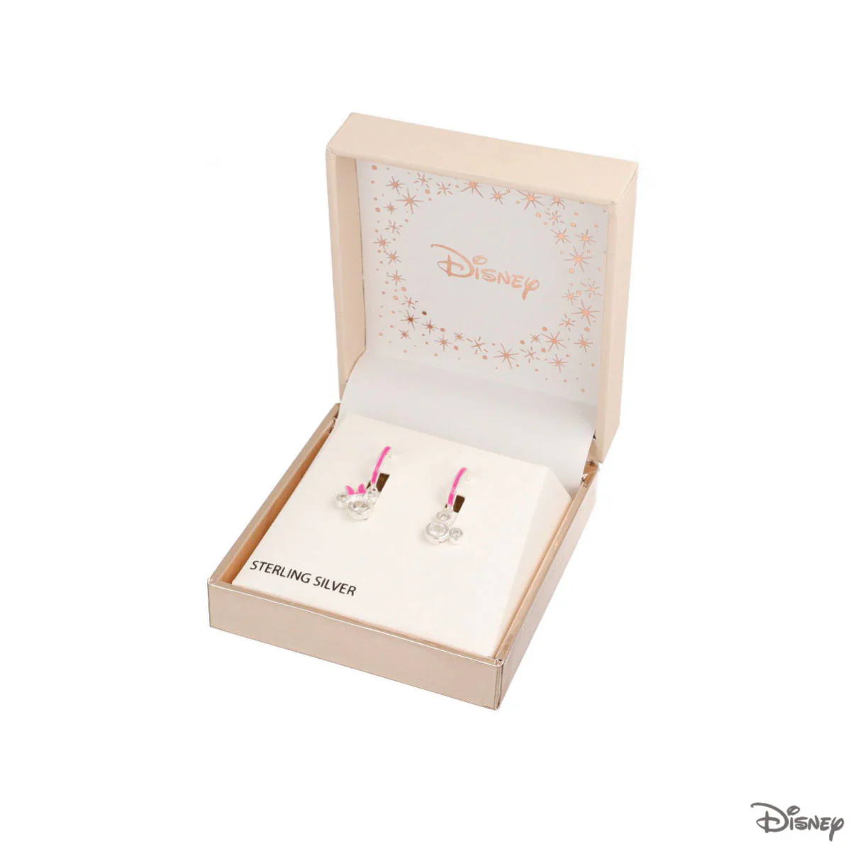 Kolczyki srebrne wiszące z różową emalią - Myszka Minnie - Disney - Image 2