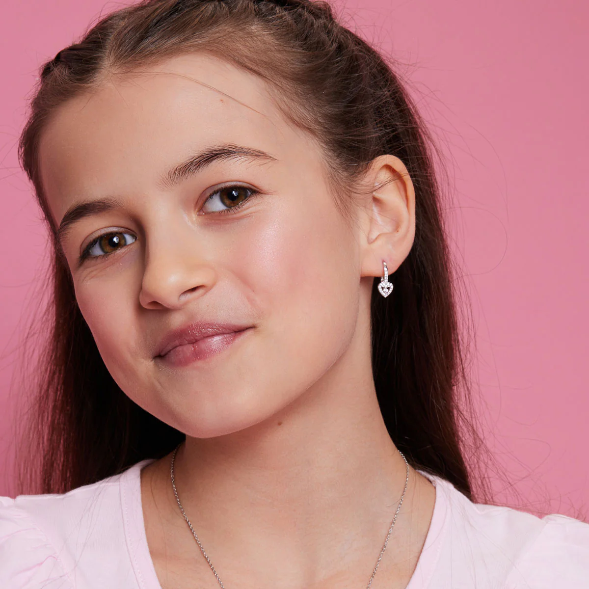 Kolczyki srebrne z cyrkoniami - serca - Bambini - Image 6