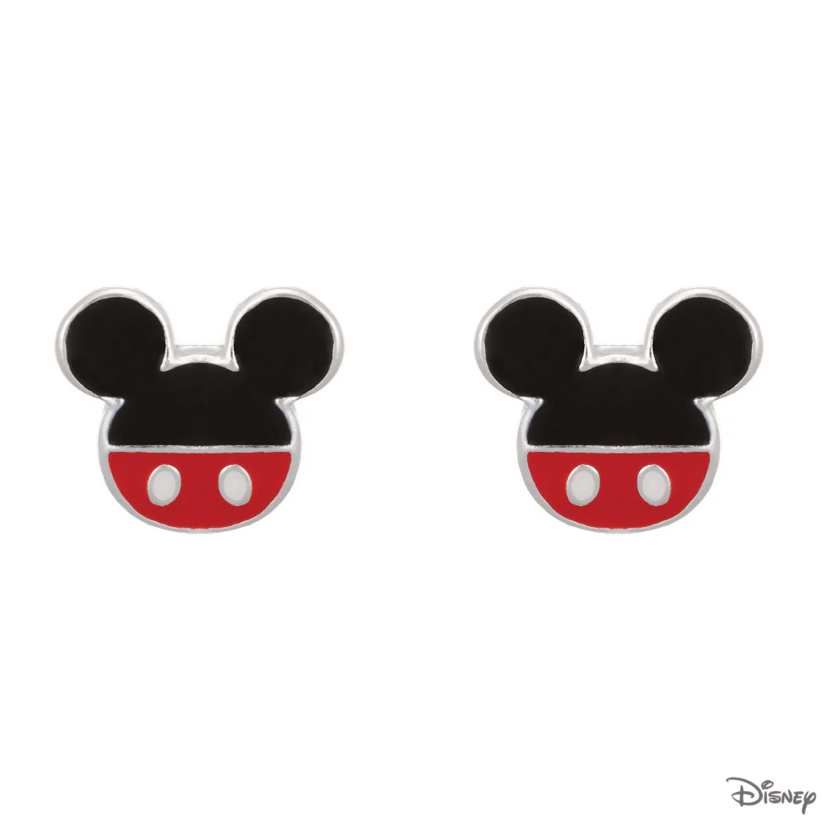 Kolczyki srebrne z czarną emalią - Myszka Mickey - Disney