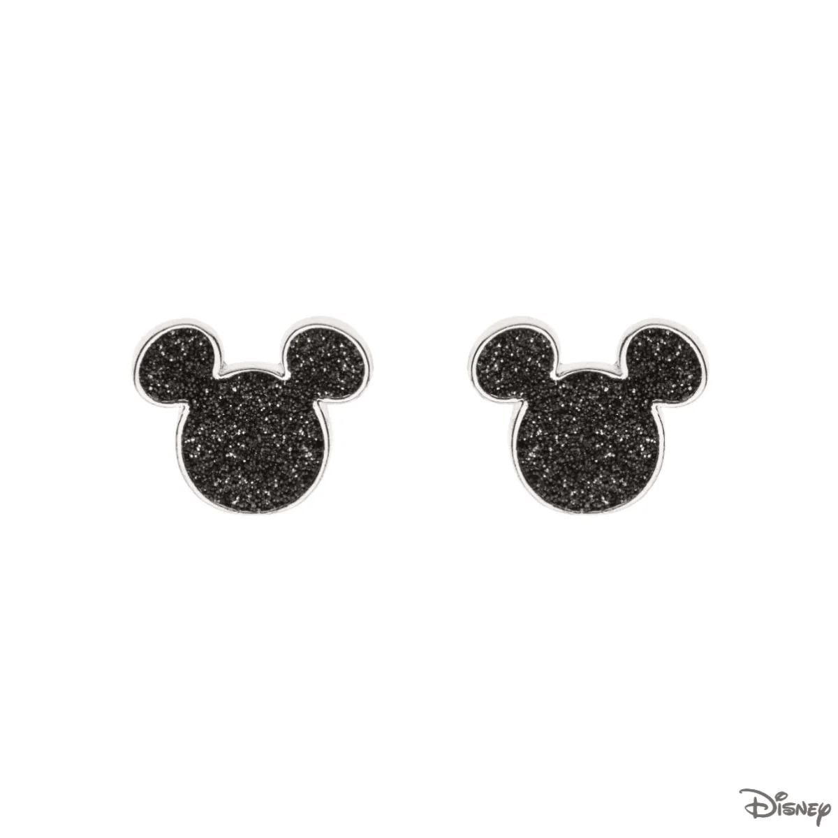 Kolczyki srebrne z czarną emalią - Myszka Mickey - Disney