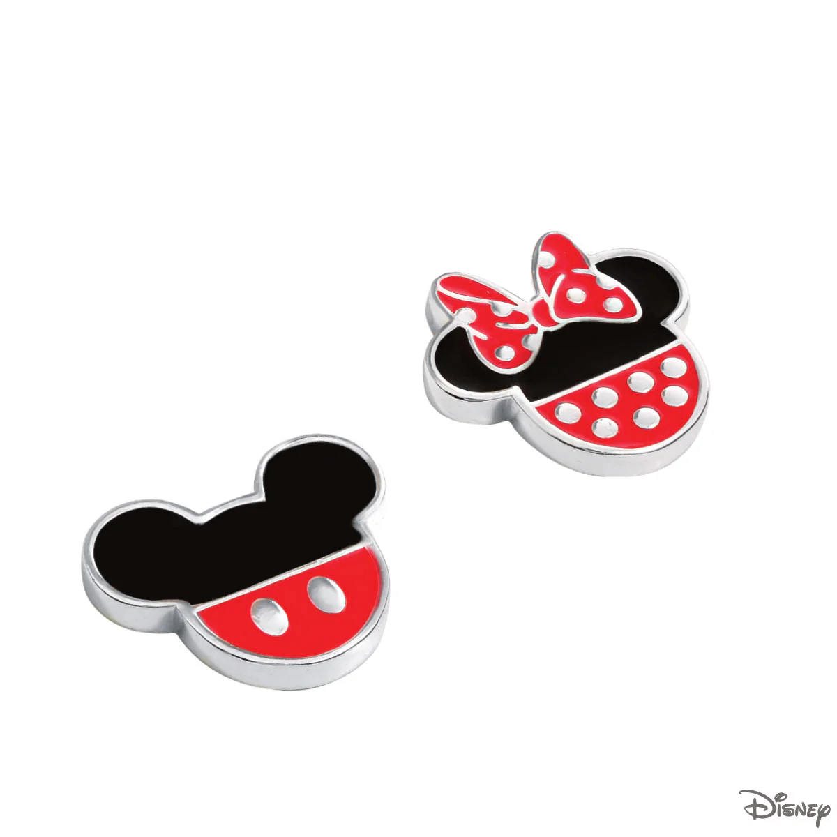 Kolczyki srebrne z czerwoną i czarną emalią - Myszka Minnie - Disney - Image 2