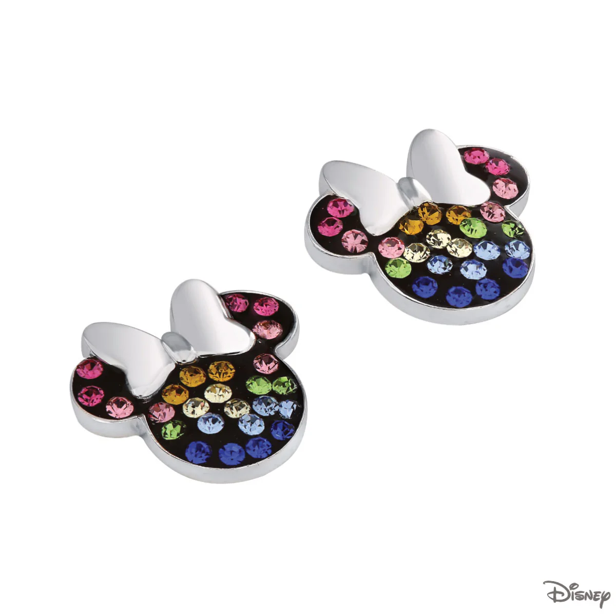 Kolczyki srebrne z kolorowymi cyrkoniami - Myszka Minnie - Disney - Image 2