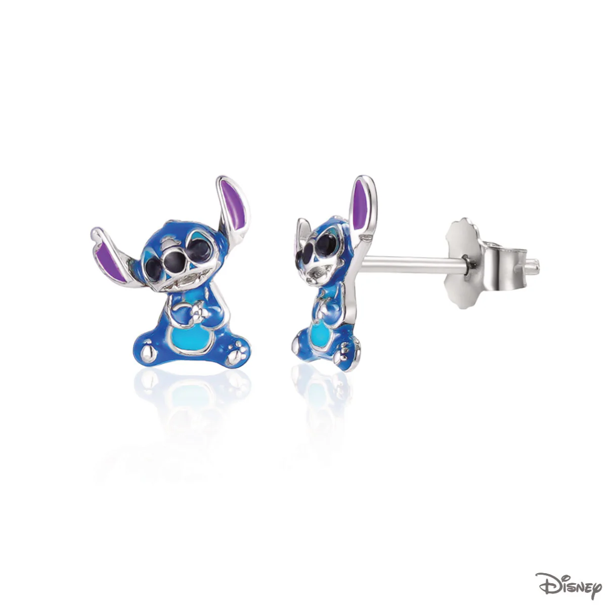 Kolczyki srebrne z niebieską emalią - Stitch - Disney - Image 2