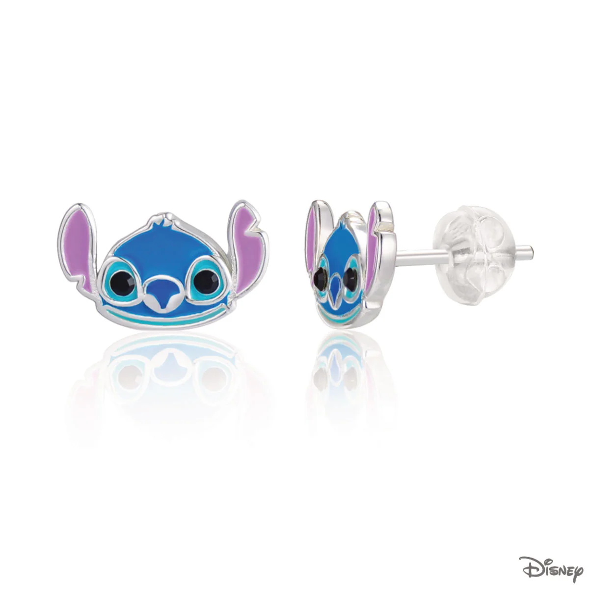 Kolczyki srebrne z niebieską i różową emalią - Stitch - Disney - Image 2