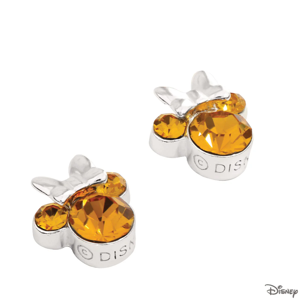 Kolczyki srebrne z pomarańczowymi cyrkoniami - Myszka Minnie - Disney - Image 2