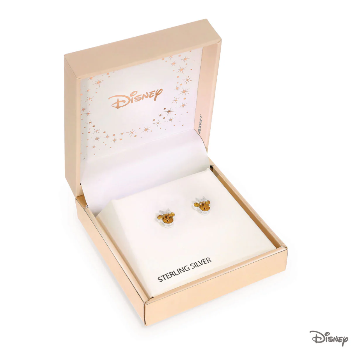 Kolczyki srebrne z pomarańczowymi cyrkoniami - Myszka Minnie - Disney - Image 3