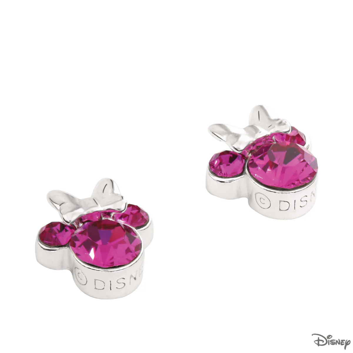 Kolczyki srebrne z różowymi cyrkoniami - Myszka Minnie - Disney - Image 2