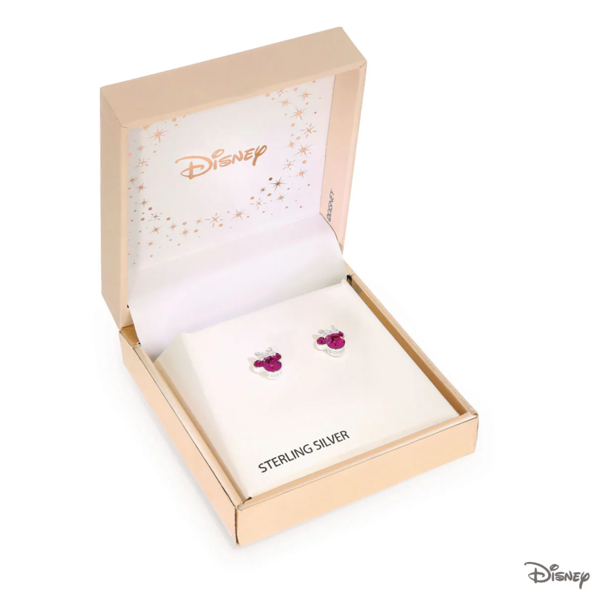 Kolczyki srebrne z różowymi cyrkoniami - Myszka Minnie - Disney - Image 3