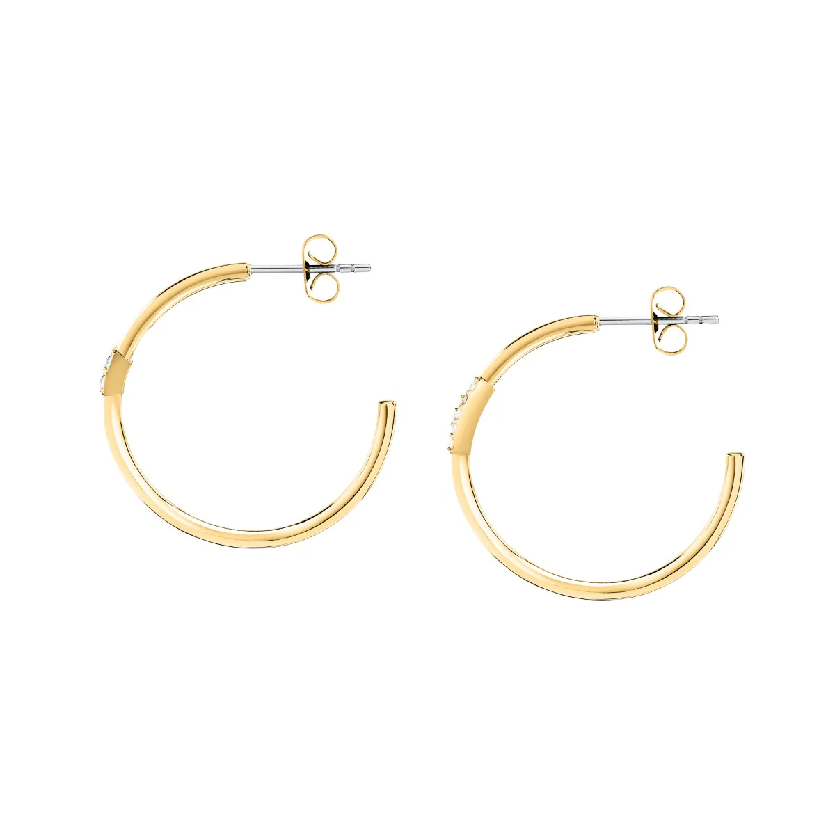 Kolczyki stalowe z cyrkoniam - Trussardi T-logo Hoop - Image 5