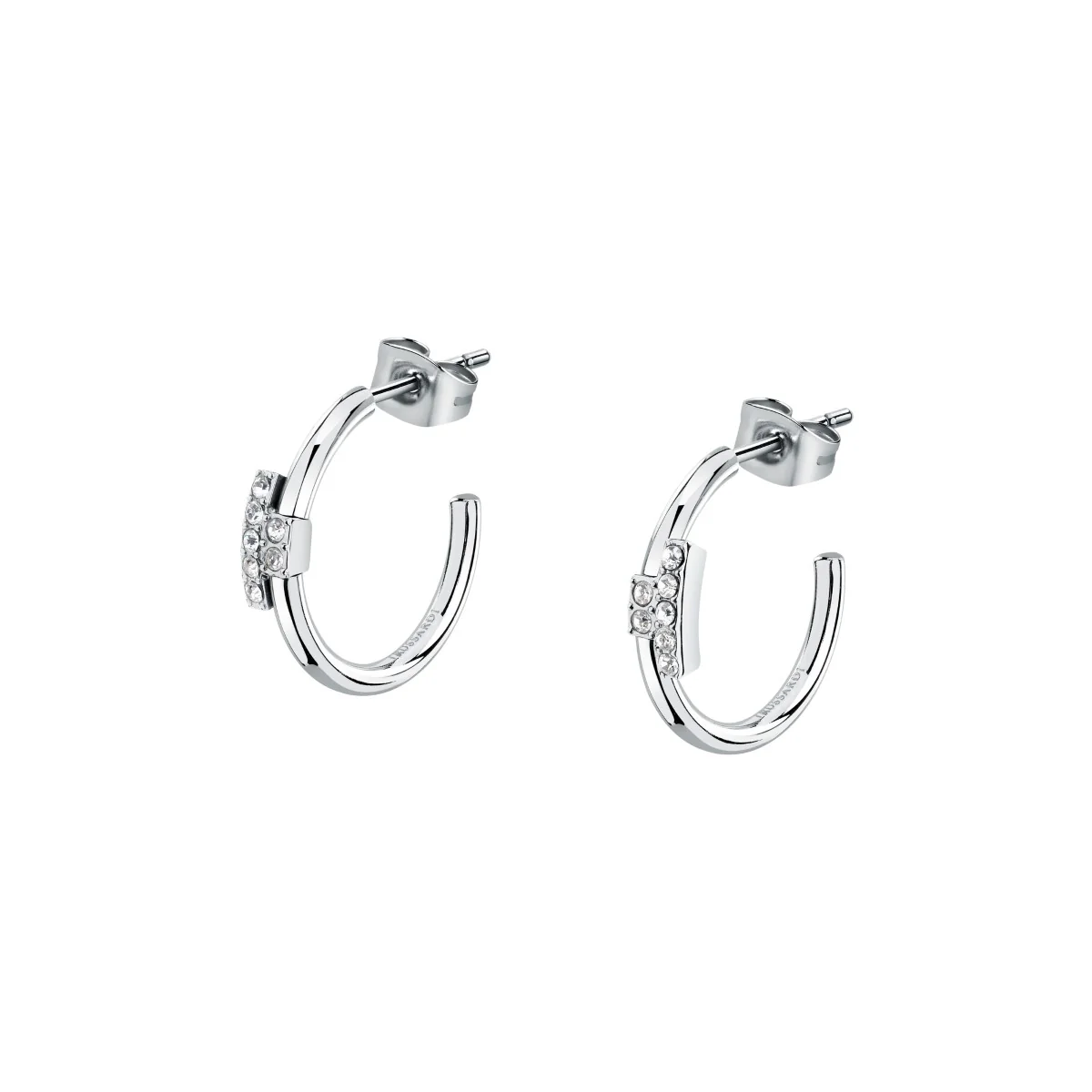 Kolczyki stalowe z cyrkoniami - Trussardi T-Logo Hoop - Image 5