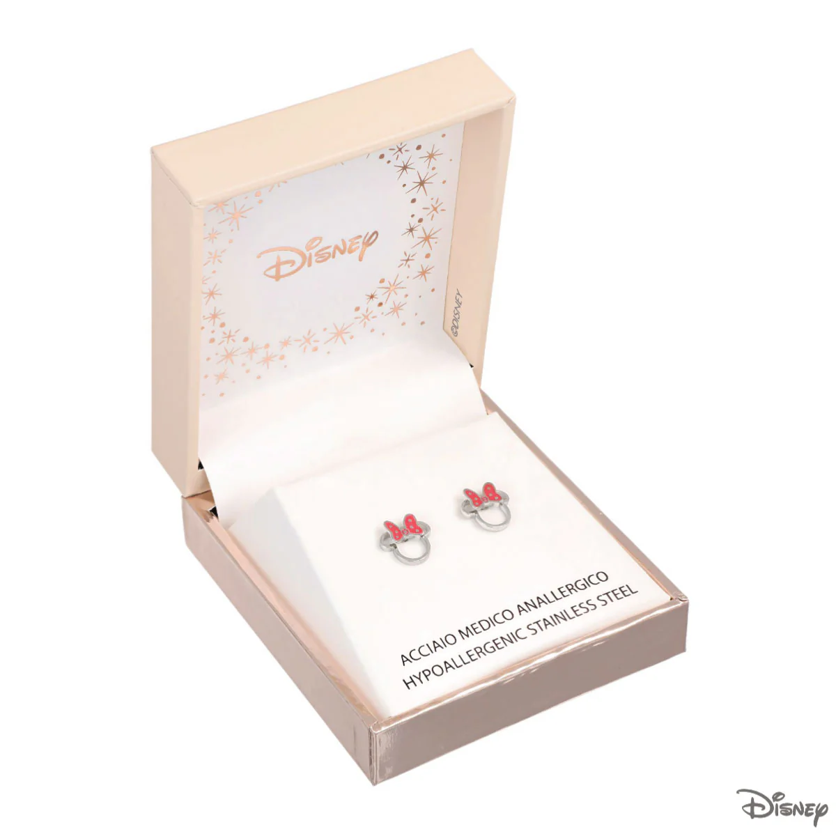 Kolczyki stalowe z czerwoną emalią - kokardki - Myszka Minnie - Disney - Image 2