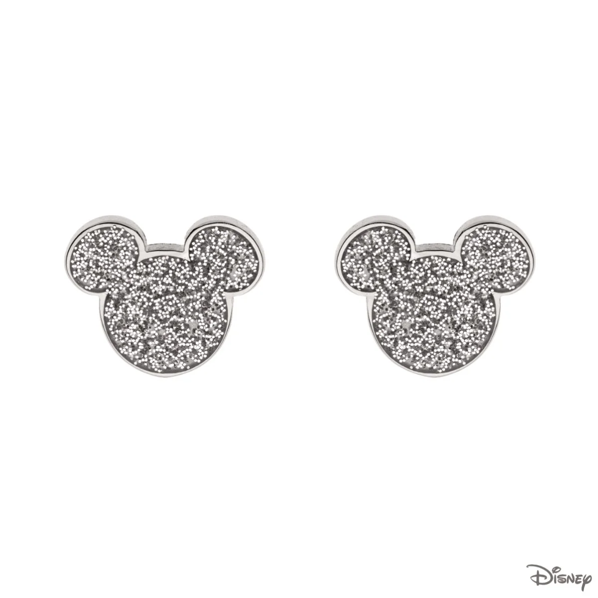 Kolczyki stalowe z srebrną emalią - Myszka Mickey - Disney
