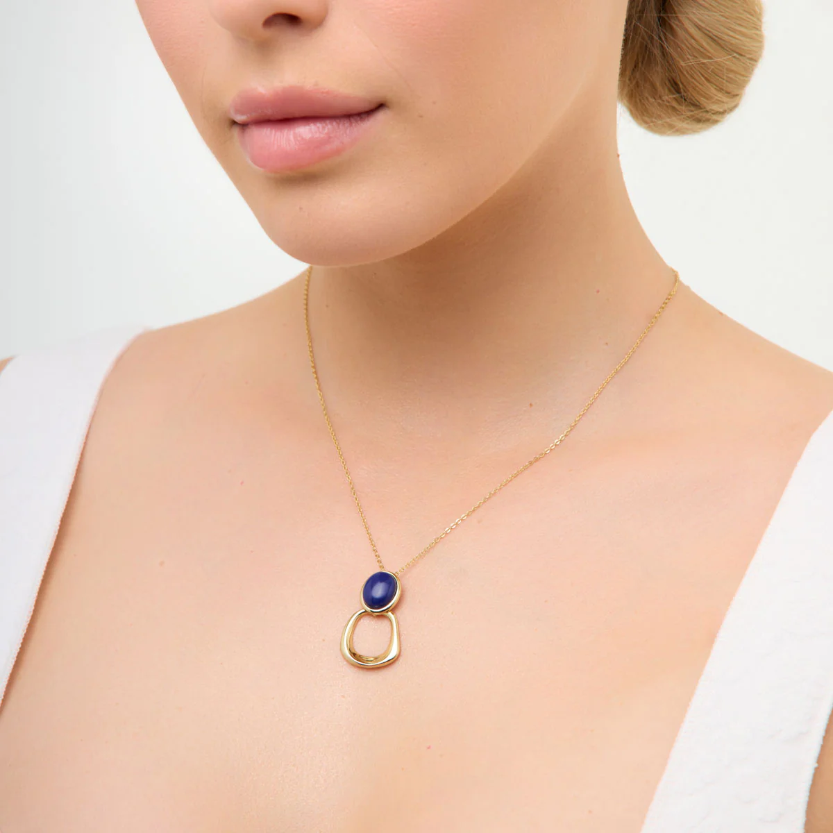 Naszyjnik srebrny pozłacany z lapis lazuli - Image 4