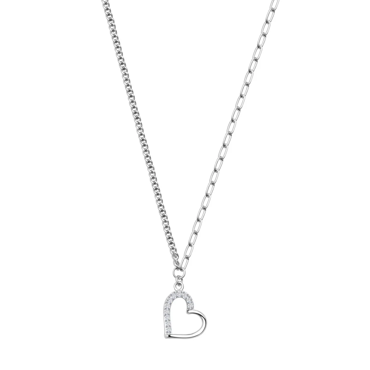 Naszyjnik srebrny z cyrkoniami - serce
