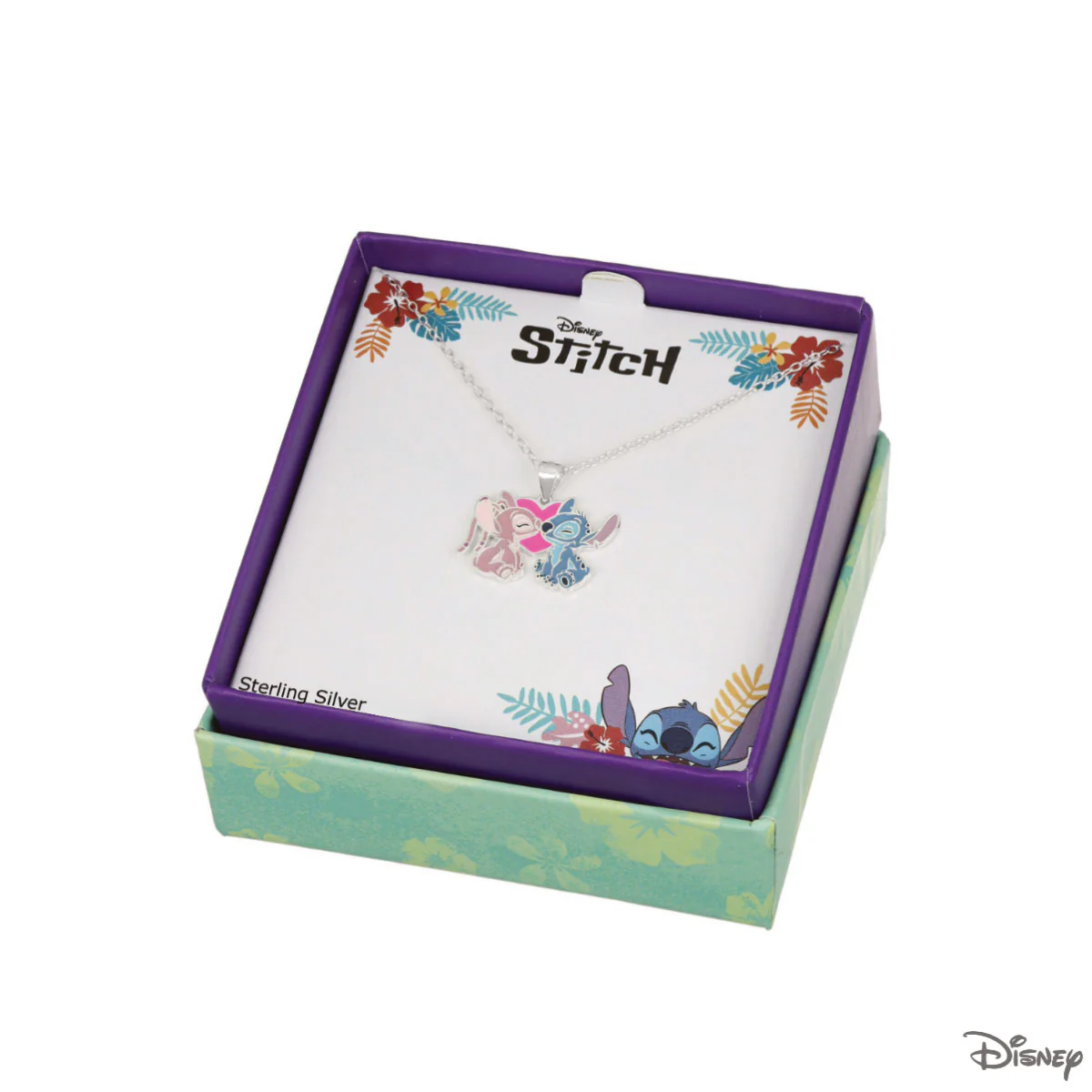 Naszyjnik srebrny z niebieską i różową emalią - Stitch - Disney - Image 3