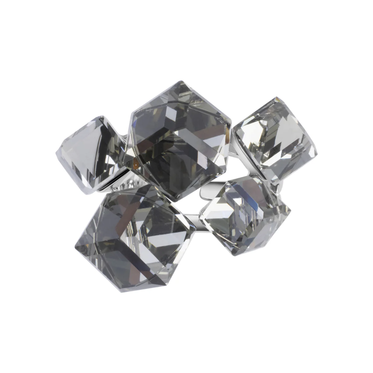 Pierścionek z metalu z szarym szkłem - geometryczny - Moderno - Image 3