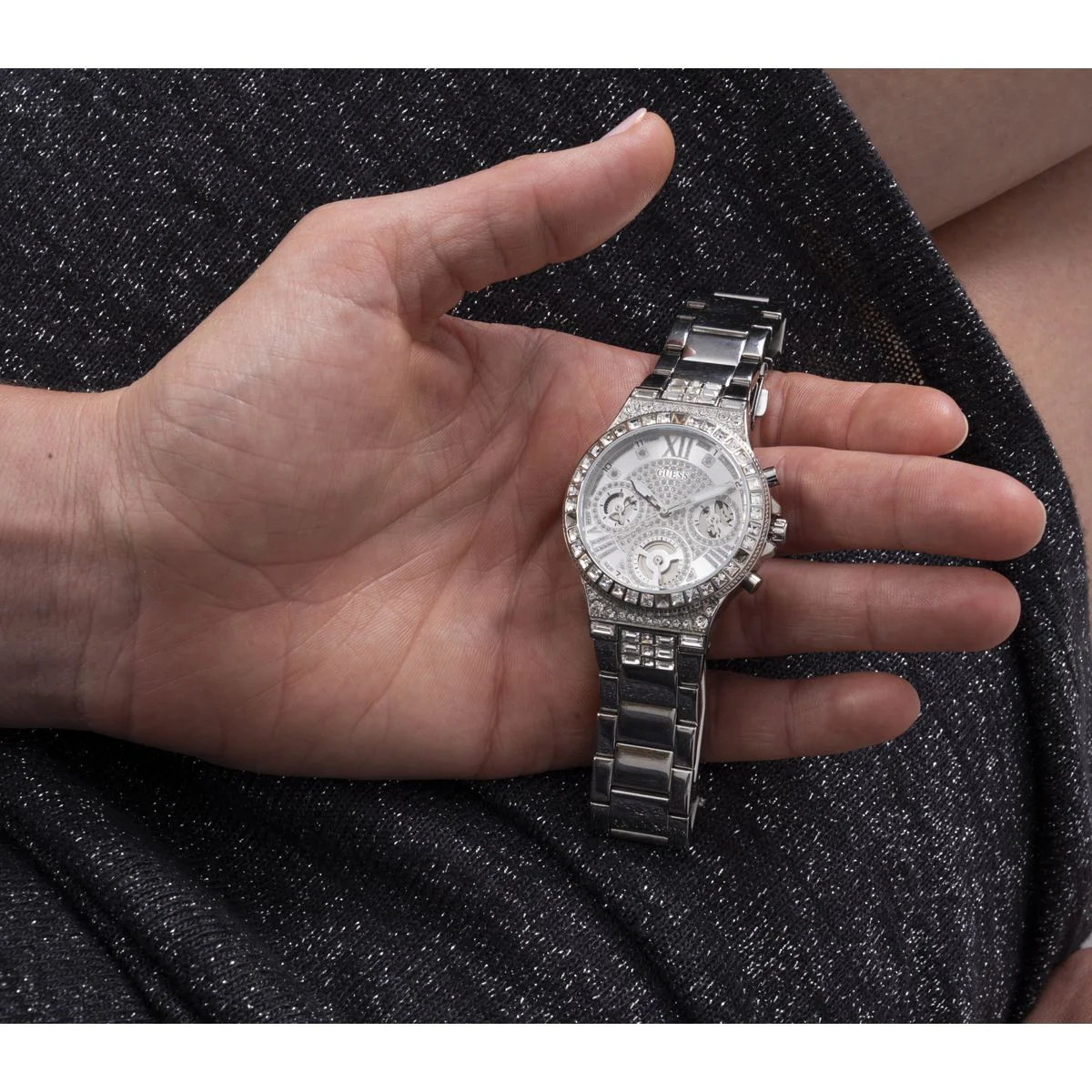 Zegarek na srebrnej bransolecie - Guess Sport Moonlight - Image 4