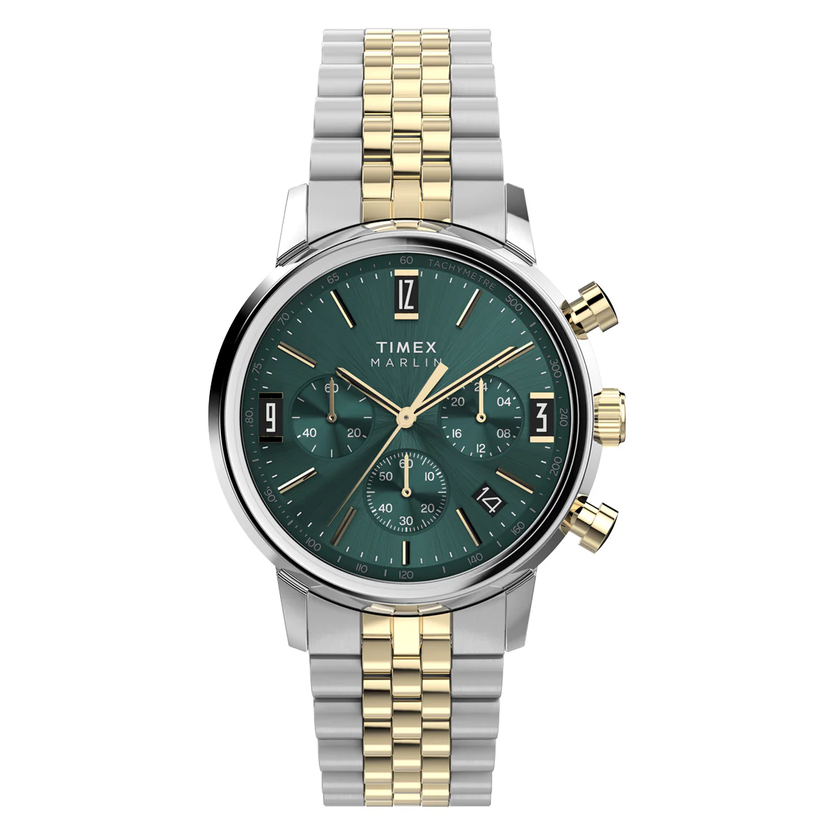 Zegarek na srebrno - złotej bransolecie - Timex Marlin