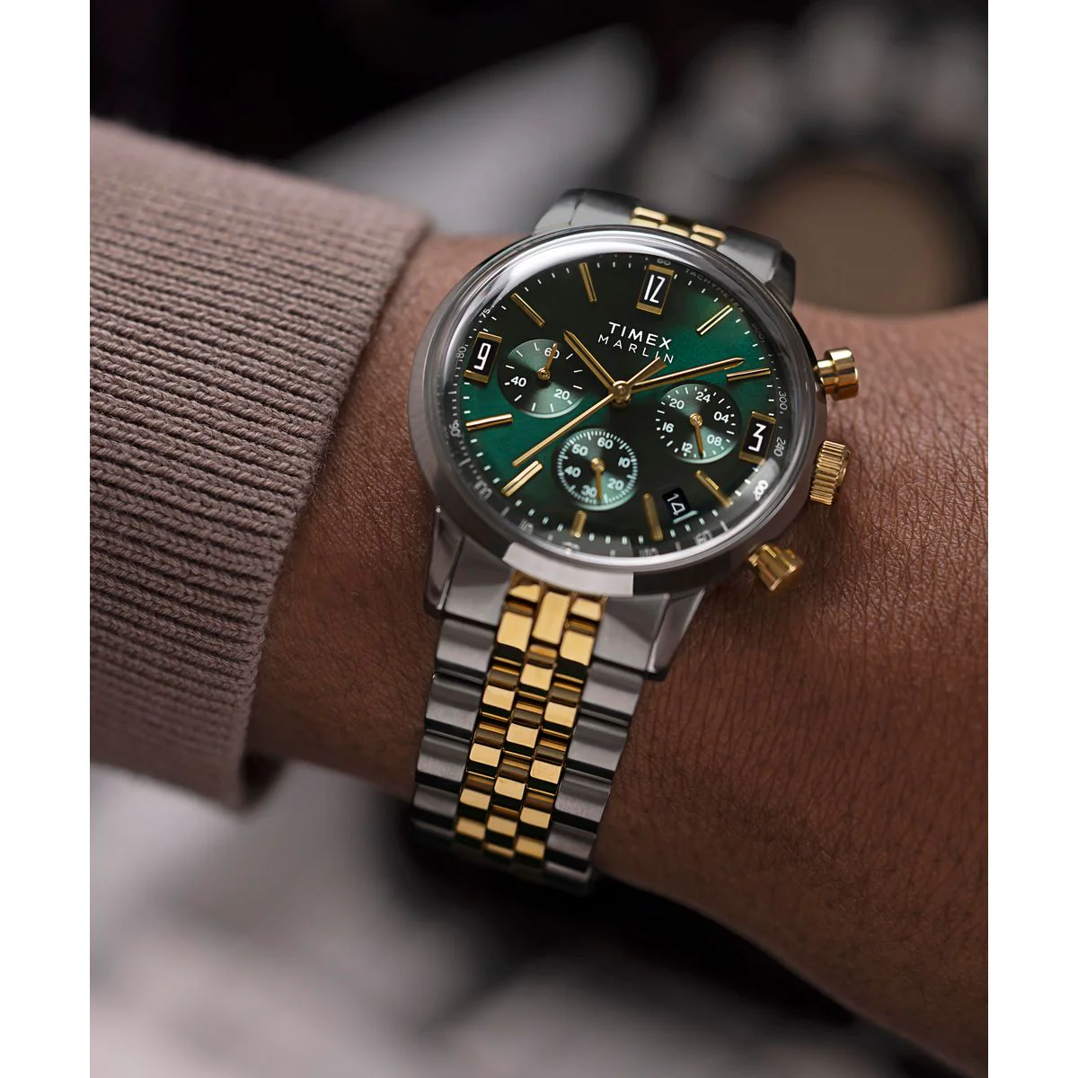 Zegarek na srebrno - złotej bransolecie - Timex Marlin - Image 2
