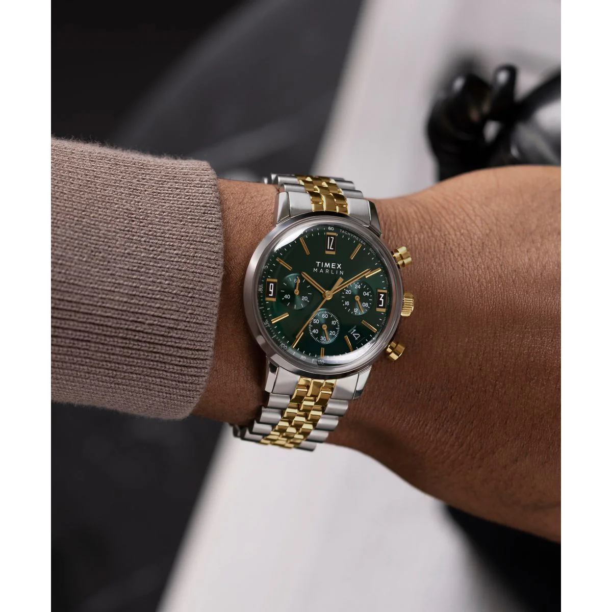 Zegarek na srebrno - złotej bransolecie - Timex Marlin - Image 4