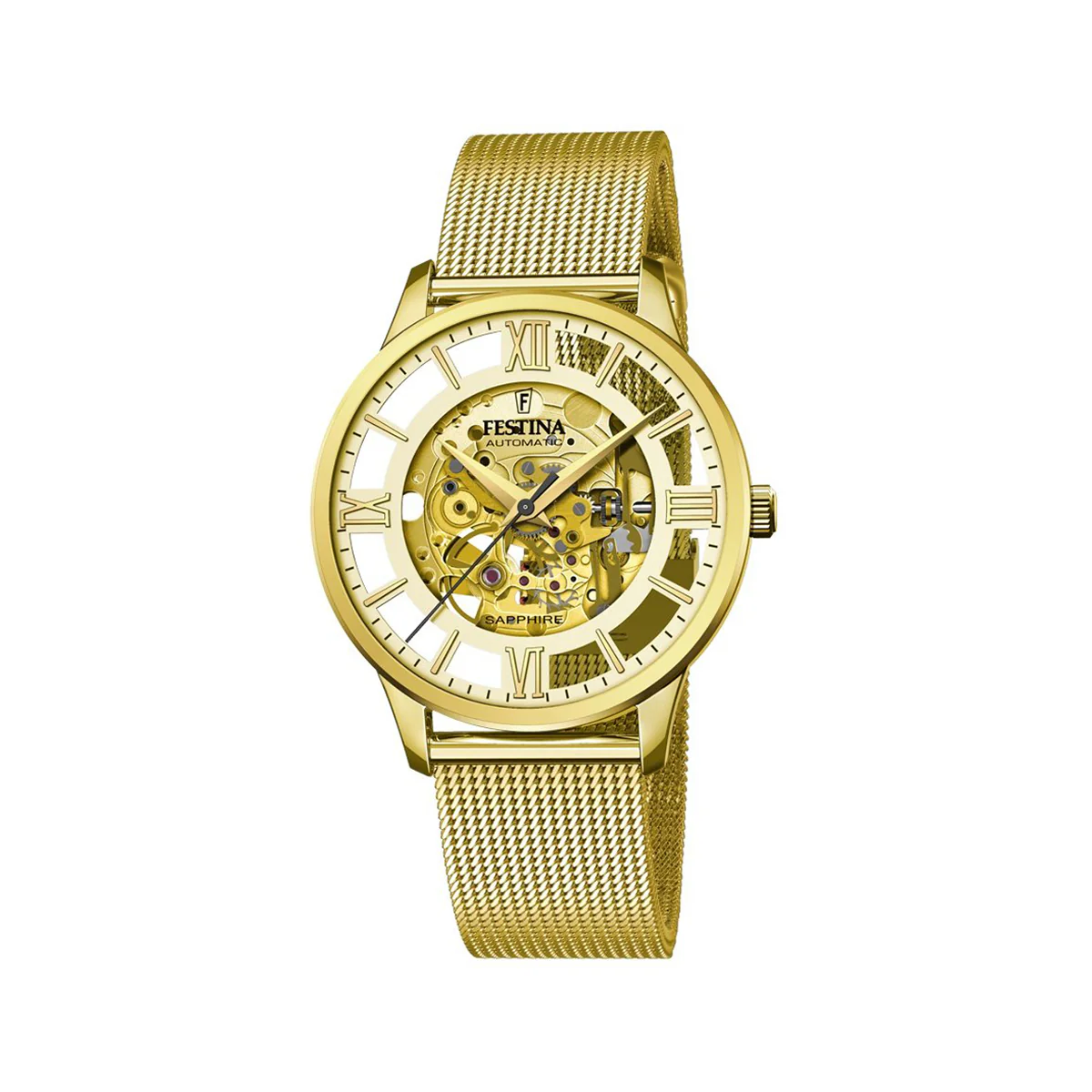 Zegarek na złotej bransolecie - Festina Automatic Skeleton